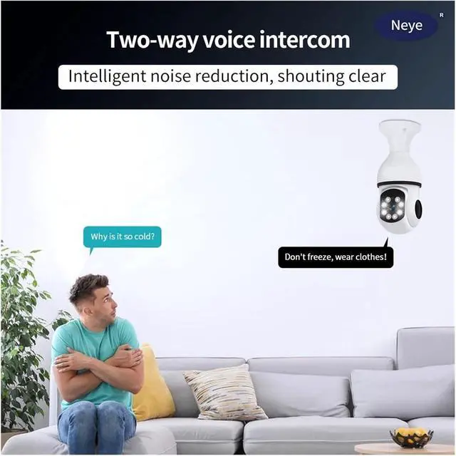 Alt view image 4 of 6 - 8MP 4K E27 WiFi Light Bulb Security Camera with Spotlight, 360° Panoramic IP Cam, AI Motion Detection Indoor Surveillance Camera(2MP)