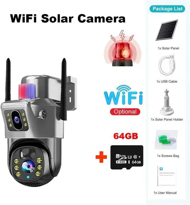 Alt view image 2 of 7 - Solar 4G Exterior Outdoor Waterproof Outside Cameras WiFi Built in Battery Low Powered Video CCTV Surveillance(WiFi CCTV Add 64GB)
