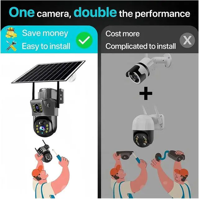 Alt view image 4 of 7 - Solar 4G Exterior Outdoor Waterproof Outside Cameras WiFi Built in Battery Low Powered Video CCTV Surveillance(WiFi CCTV Add 64GB)