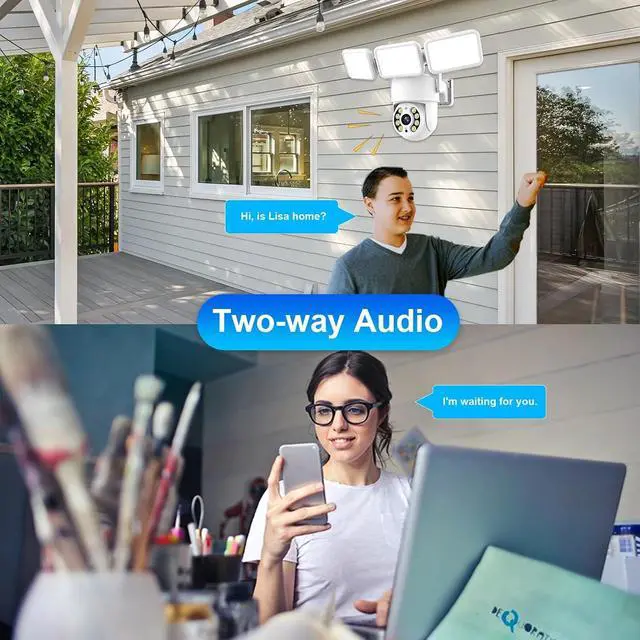 Alt view image 3 of 6 - 4MP Floodlight Camera WiFi PTZ Outdoor AI Humanoid Tracking Night Vision Cameras CCTV Smart Home Security Protection(UK Plug_Camera ADD 64G)