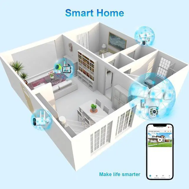 Alt view image 6 of 6 - 4MP Floodlight Camera WiFi PTZ Outdoor AI Humanoid Tracking Night Vision Cameras CCTV Smart Home Security Protection(UK Plug_Camera ADD 64G)