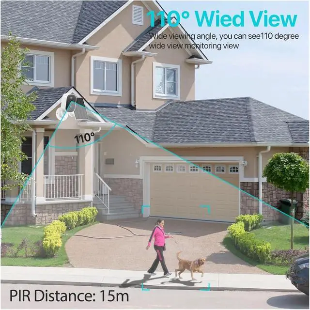 Alt view image 2 of 6 - Solar-Powered 1080P 4MP HD WiFi IP Outdoor Security Camera with Battery, PIR Human Detection(1080P with 64G)