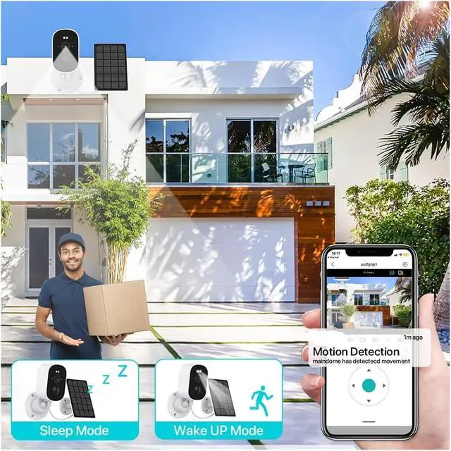 Alt view image 3 of 6 - Solar-Powered 1080P 4MP HD WiFi IP Outdoor Security Camera with Battery, PIR Human Detection(1080P with 64G)