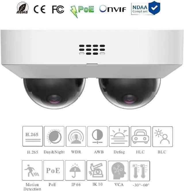 Alt view image 2 of 2 - Titanium IP-5MS4E3B4-28 4MP Multi-Sensor Dual Lens Panoramic IP Dome Camera