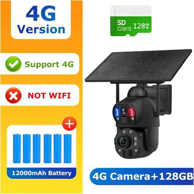 Alt view image 2 of 7 - 6K 12MP Solar 4G Outdoor Security Cam Dual Lens Dual Screen 60X Zoom Auto Tracking(4G 60X 128GBTF)