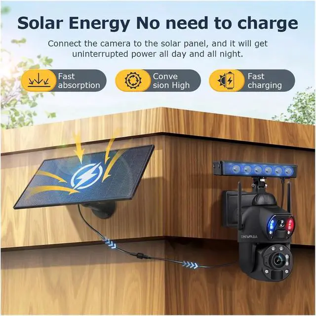 Alt view image 5 of 7 - 6K 12MP Solar 4G Outdoor Security Cam Dual Lens Dual Screen 60X Zoom Auto Tracking(4G 60X 128GBTF)