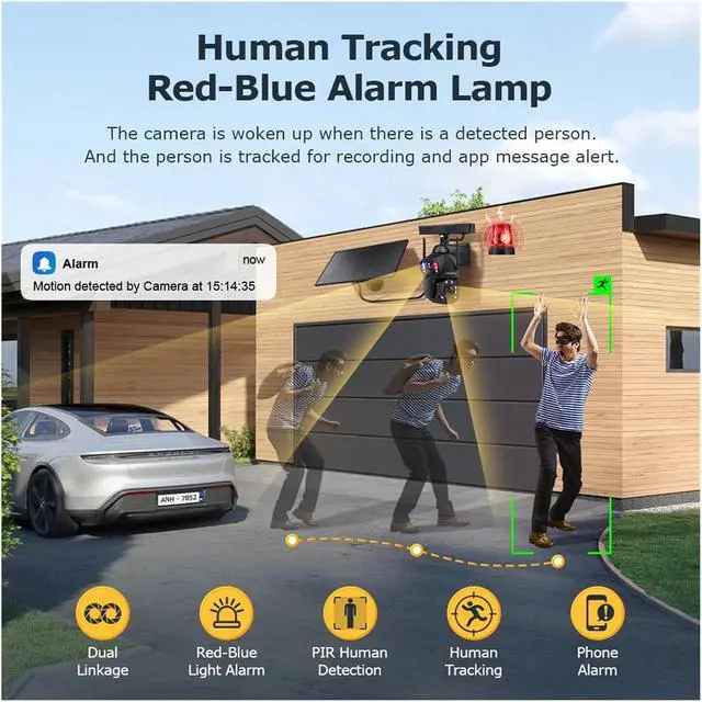 Alt view image 7 of 7 - 6K 12MP Solar 4G Outdoor Security Cam Dual Lens Dual Screen 60X Zoom Auto Tracking(4G 60X 128GBTF)