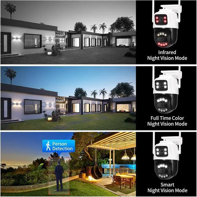 Alt view image 2 of 6 - 12MP 6K WiFi Outdoor Security Camera 8X Zoom Dual Screen AI Human Detection Auto Tracking(12MP Add 128G Card)