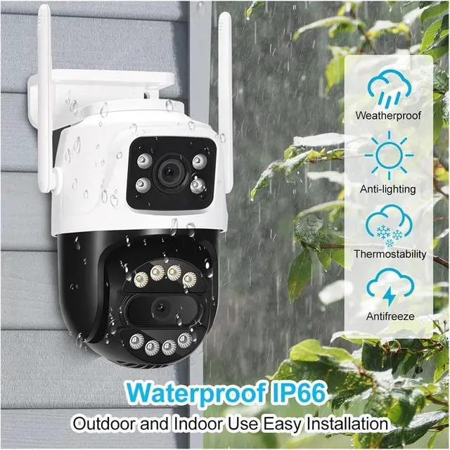 Alt view image 6 of 6 - 12MP 6K WiFi Outdoor Security Camera 8X Zoom Dual Screen AI Human Detection Auto Tracking(12MP Add 128G Card)