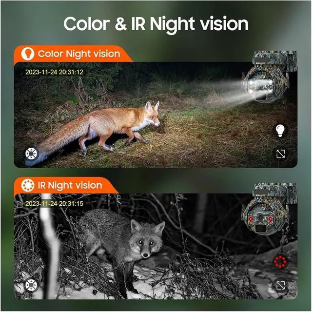 Alt view image 4 of 6 - 5MP 4G Solar Security Cameras WiFi Outdoor 2K 360° View Animal Monitoring Camouflage Color Battery PTZ Camera(4G Camera add 32GB)