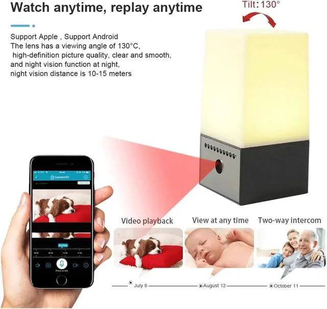 Alt view image 4 of 7 - Mini WiFi Security Camera with LED Fill Light, 130° Ultra Wide Angle, IR Night Vision & Motion Detection, Smart Home Remote Monitoring Cam(Camera with 32GB,)
