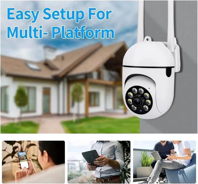 Alt view image 6 of 6 - 2MP Security Surveillance Camera Outdoor PTZ with 5X Zoom AI Human Tracking Two-Way Audio HD Night Color Video WiFi IP(USB)
