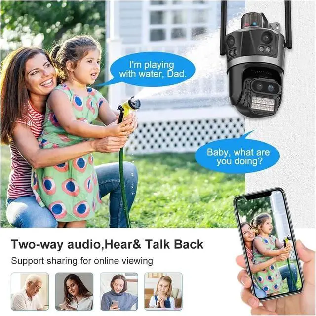 Alt view image 7 of 7 - Upgrade Your Outdoor Surveillance with 16MP 8K WiFi IP Camera! PTZ, Four Lens, Four Screen, Auto Tracking(AU Plug,8MP Add 128G)