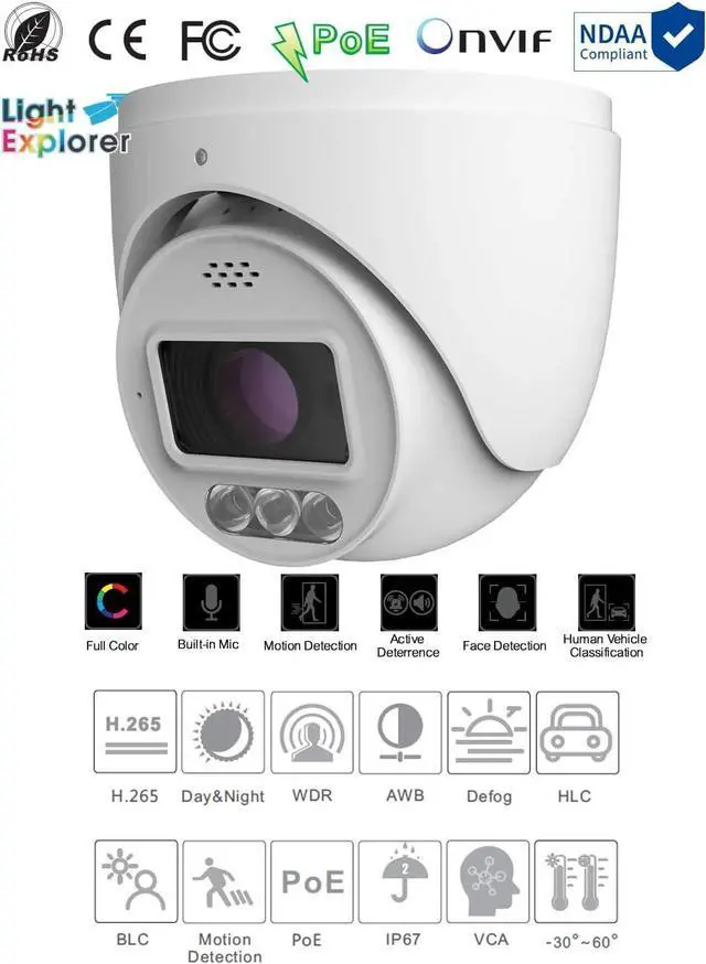 Alt view image 2 of 3 - Titanium IP-5IRD4C25-28-PA 4MP Active Deterrence PoE IP Turret Camera