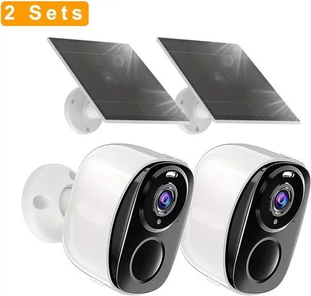 Alt view image 2 of 7 - Wireless Outdoor 2K 3MP Battery Powered WiFi Security Camera, Built-in Spotlight & Siren, Two-Way Audio Weatherproof Surveillance Cam(2 Set Solar Cam)