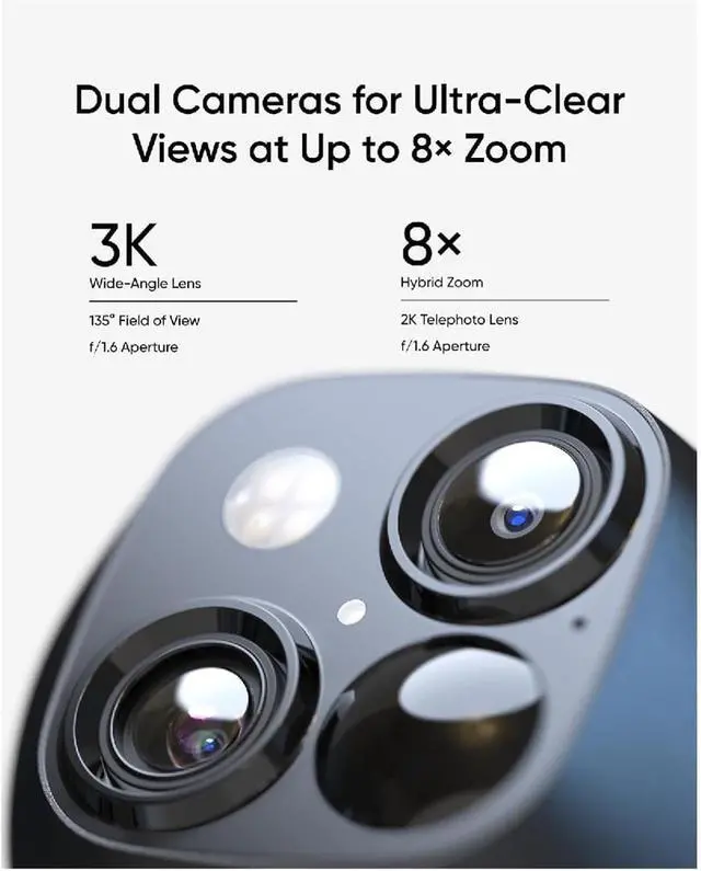 Alt view image 3 of 7 - New 4K Dual Lens Solar Wireless Outdoor Security Camera, 360° Pan & Tilt Full Coverage No Blind Spots Home Surveillance Cam(3.6mm,8MP Solar)