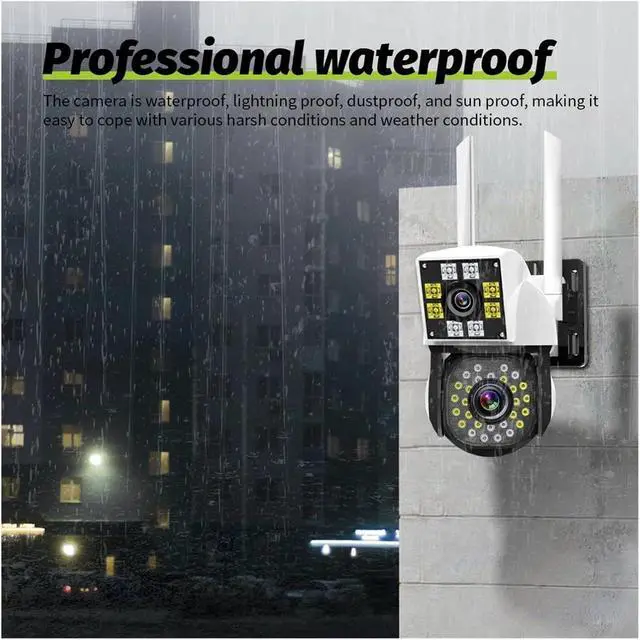 Alt view image 4 of 6 - K15 8MP 4K Dual Lens PTZ WiFi Outdoor IP Camera, Binocular Smart Home CCTV Camera with Built-in Audio & Night Vision Surveillance Cam(EU Plug)