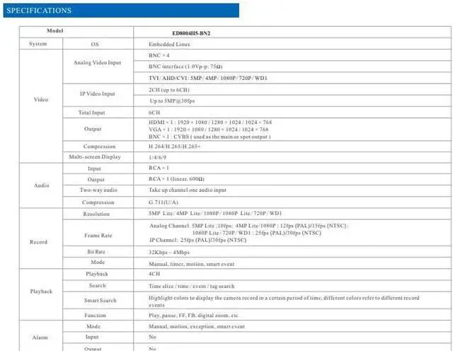 Alt view image 2 of 3 - TVT ED8004H5-BN2 4-Channel 5MP Lite Hybrid DVR
