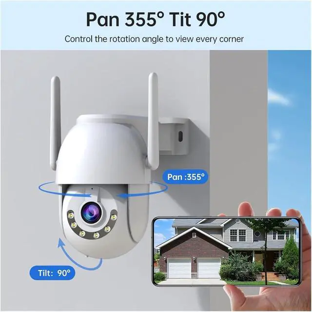 Alt view image 2 of 6 - 3MP PTZ IP Camera Outdoor Home Security Auto Tracking WiFi Security Camera 5X Zoom CCTV Surveillance Camera(UK Plug,3MP add 64G Card)