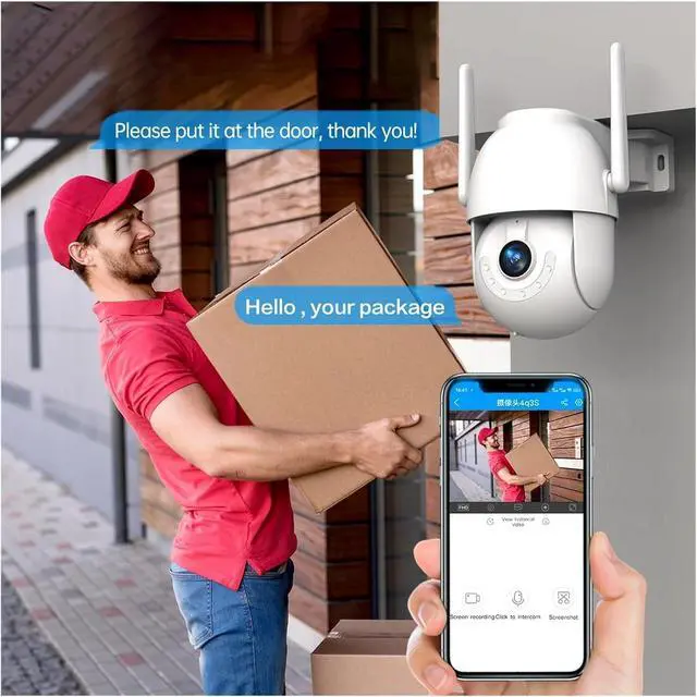 Alt view image 6 of 6 - 3MP PTZ IP Camera Outdoor Home Security Auto Tracking WiFi Security Camera 5X Zoom CCTV Surveillance Camera(UK Plug,3MP add 64G Card)