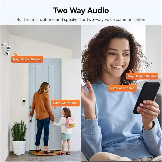 Alt view image 6 of 6 - 8MP 4K Dual Lens WiFi PTZ Camera Smart Home Night Vision Dual Screen Outdoor 6MP Security Protection CCTV IP Camera V380 Pro APP(AU Plug,6MP Add 128G Card)
