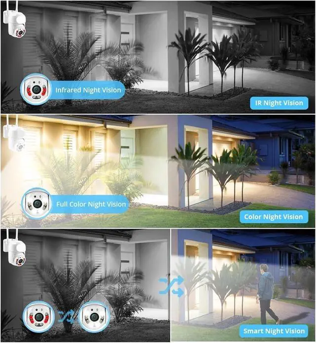 Alt view image 2 of 5 - 4MP PTZ WiFi IP Camera 1080P CCTV Surveillance Security Protection WiFi Outdoor 4X Digital Zoom Street(US Plug,1080P B 64G TF Card)