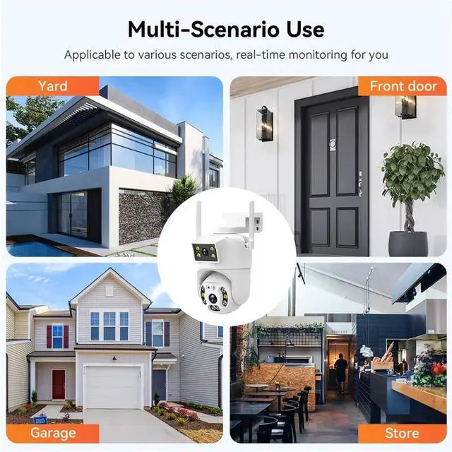 Alt view image 5 of 6 - 8MP 4K Dual Lens WiFi PTZ Camera Smart Home Night Vision Dual Screen Outdoor 6MP Security Protection CCTV IP Camera V380 Pro APP(AU Plug,6MP Add 128G Card)