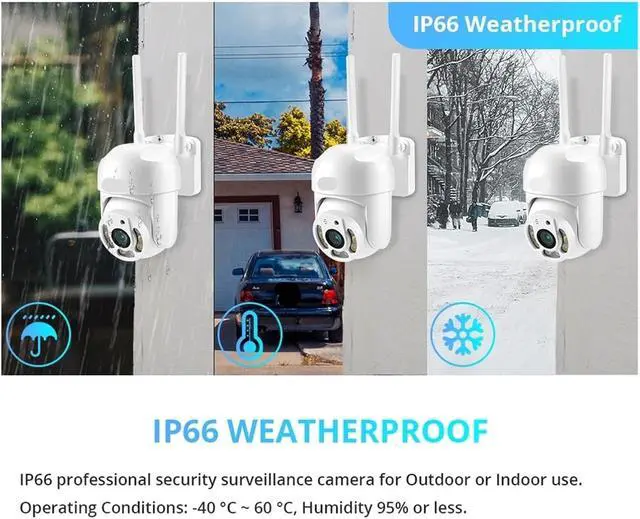 Alt view image 3 of 5 - 4MP PTZ WiFi IP Camera 1080P CCTV Surveillance Security Protection WiFi Outdoor 4X Digital Zoom Street(US Plug,1080P B 64G TF Card)
