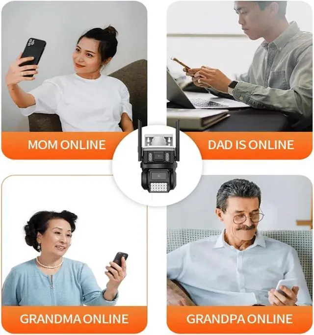 Alt view image 6 of 6 - 4K 8MP Triple-Screen PTZ Waterproof Camera 360° Auto Tracking, Color Night Vision, AI Surveillance for Home & Business(US Plug,8MP Camera No SD)