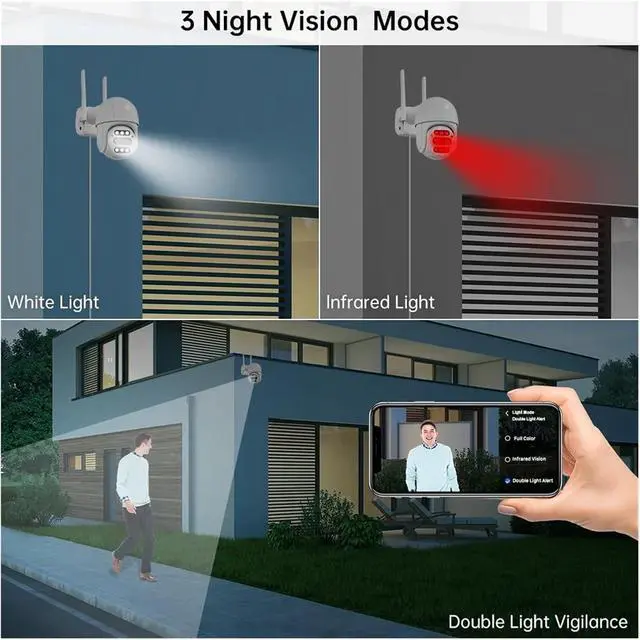 Alt view image 5 of 6 - 8MP 4MP 4K PTZ IP Camera 8X Zoom Dual Lens Human Detect CCTV Camera Outdoor CCTV WiFi Video Surveillance Camera(EU Plug,4MP)