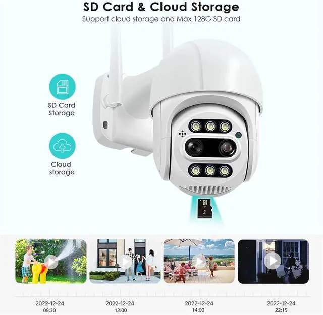 Alt view image 6 of 6 - 8MP 4MP 4K PTZ IP Camera 8X Zoom Dual Lens Human Detect CCTV Camera Outdoor CCTV WiFi Video Surveillance Camera(EU Plug,4MP)