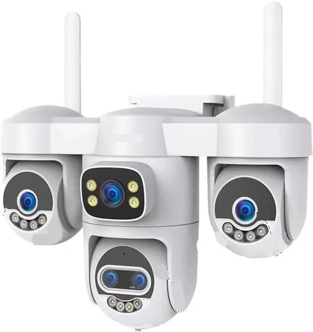 Main image of 20MP 10K 5G WiFi Outdoor Security Camera, 5-Lens 4-Screen Display 10X Zoom 3 PTZ Lens Surveillance Cam(EU Plug,WiFi 10XZoom 64GB)