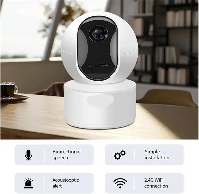 Alt view image 2 of 6 - 8MP 4K PTZ WiFi Indoor Security IP Camera, Supports 1080P Output, Two-Way Audio, 5X Digital Zoom Home Surveillance Camera(EU Plug,4MP)