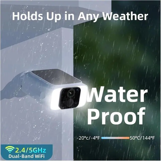 Alt view image 3 of 7 - 2K 4MP Solar Powered Outdoor Security Cam 2.4G&5G Dual WiFi Wireless Home Surveillance