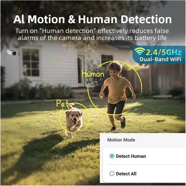 Alt view image 7 of 7 - 2K 4MP Solar Powered Outdoor Security Cam 2.4G&5G Dual WiFi Wireless Home Surveillance