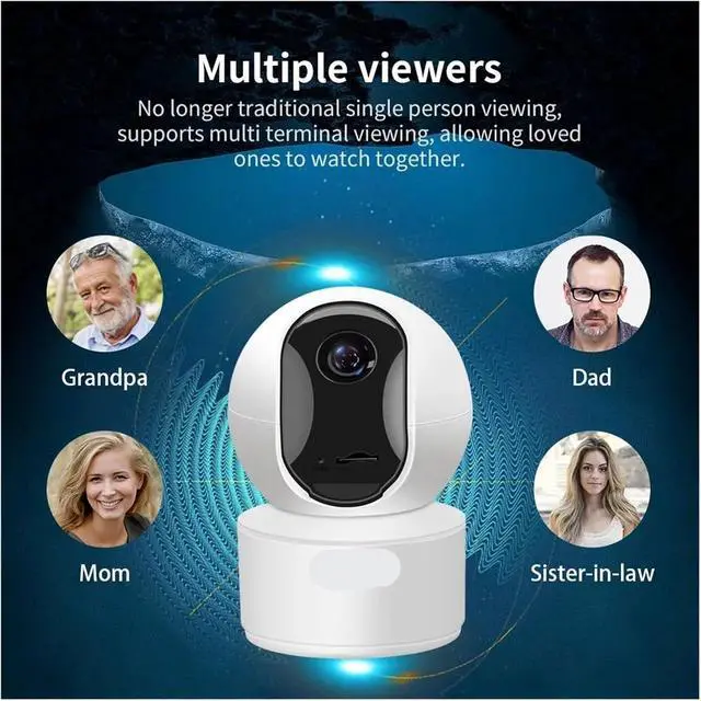 Alt view image 5 of 6 - 8MP 4K PTZ WiFi Indoor Security IP Camera, Supports 1080P Output, Two-Way Audio, 5X Digital Zoom Home Surveillance Camera(EU Plug,4MP)