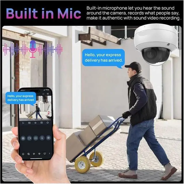 Alt view image 2 of 6 - DS-2CD1183G2-LIUF 4K 8MP POE Smart Hybrid Light Fixed Dome Network Camera Built-in Mic IK08
