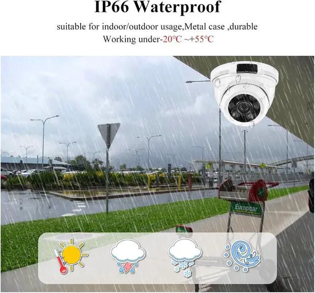 Alt view image 4 of 6 - 4K Ultra HD 8MP IP Camera Wide Angle 2.8mm Outdoor Audio POE H.265 Metal Dome 5MP 4MP Home CCTV Security Camera(2.8mm,5MP(DC 12V))