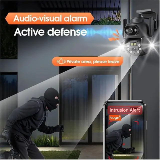 Alt view image 6 of 7 - Tuya 4K Dual Lens Outdoor WiFi PTZ Security Cam Auto Tracking Wireless Home CCTV Surveillance(ZY-Q10)