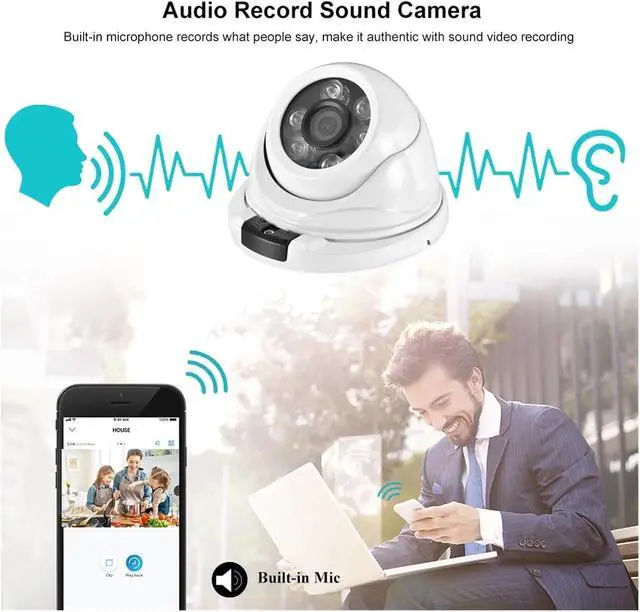 Alt view image 5 of 6 - 4K Ultra HD 8MP IP Camera Wide Angle 2.8mm Outdoor Audio POE H.265 Metal Dome 5MP 4MP Home CCTV Security Camera(2.8mm,5MP(DC 12V))