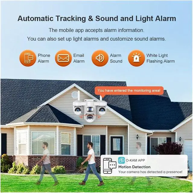 Alt view image 6 of 7 - 20MP 10X Zoom 5-Lens 4-Screen Outdoor WiFi PTZ Security Cam Auto Tracking with 5m Power Cable(EU,WiFi Cam add 128GB)