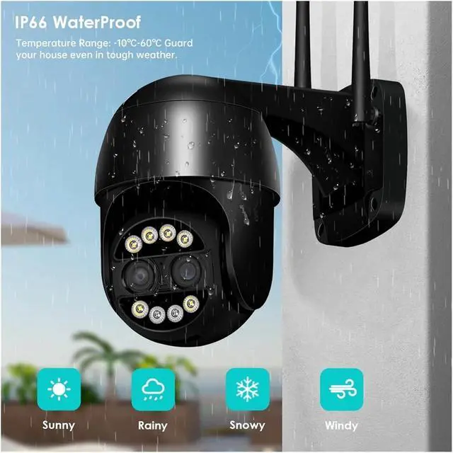 Alt view image 3 of 6 - 4K 8MP PTZ IP Camera 8X Zoom Dual-Lens Security Camera Ai Human Detection Smart Home Outdoor WiFi Surveillance Camera(US Plug,4MP 32G SD Card)