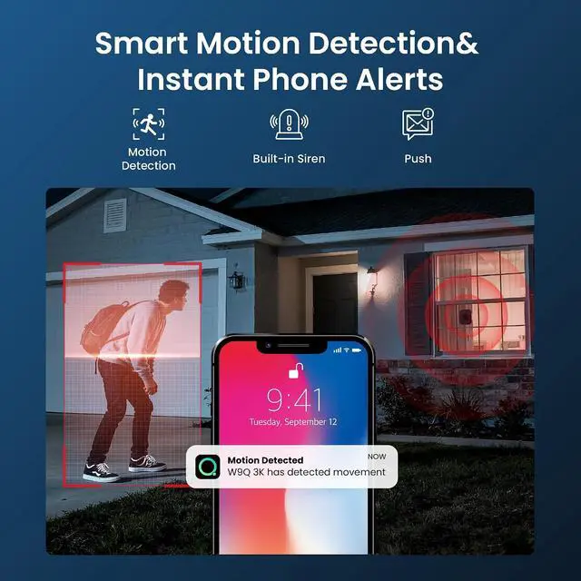 Alt view image 7 of 7 - Window Security Camera 3MP 2K, Indoor WiFi Cameras 2.4GHz/5GHz with Colorvue AI Color Night Vision, Person Detection with Auto-Focus, 24/7 Recording Compatible with Alexa & Google Home