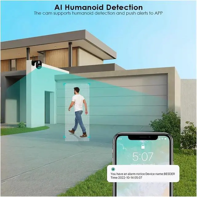 Alt view image 6 of 6 - 4K 8MP PTZ IP Camera 8X Zoom Dual-Lens Security Camera Ai Human Detection Smart Home Outdoor WiFi Surveillance Camera(US Plug,4MP 32G SD Card)