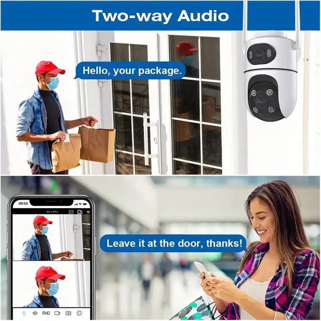 Alt view image 4 of 6 - 4K HD 2K Dual Lens PTZ IP Camera Outdoor Auto Tracking Security Camera with Night Vision & Waterproof Design(US Plug,4MP add 64G)