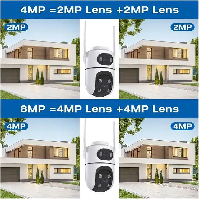 Alt view image 2 of 6 - 4K HD 2K Dual Lens PTZ IP Camera Outdoor Auto Tracking Security Camera with Night Vision & Waterproof Design(US Plug,4MP add 64G)