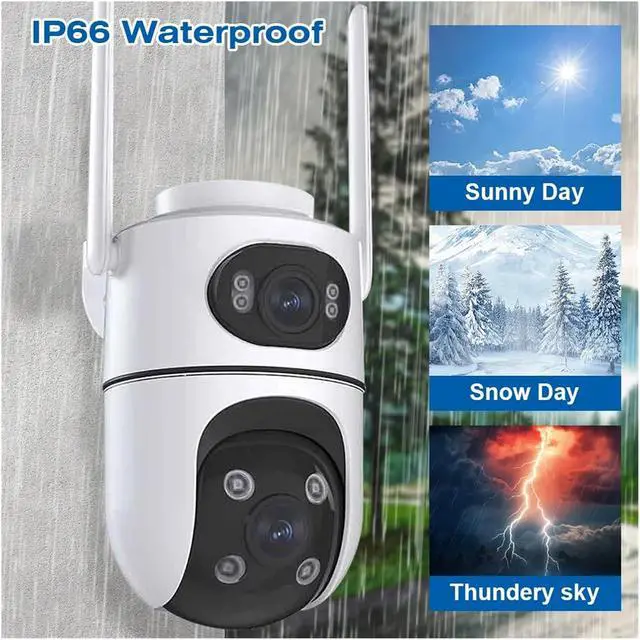 Alt view image 5 of 6 - 4K HD 2K Dual Lens PTZ IP Camera Outdoor Auto Tracking Security Camera with Night Vision & Waterproof Design(US Plug,4MP add 64G)