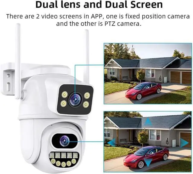Alt view image 2 of 7 - 4K 8MP Dual Lens WiFi PTZ Security Camera, AI Human Detection, 4X Digital Zoom Outdoor Surveillance IP Cam(UK,10MP NO Card White)