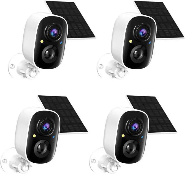 Main image of 2K FHD Solar Powered Security Cameras Wireless Outdoor,WiFi Wireless Cameras,Outside Cameras for Home Security,AI Motion Detection,Color Night Vision,Spotlight,Siren Alarm,SD/Cloud Storage,4 Pack