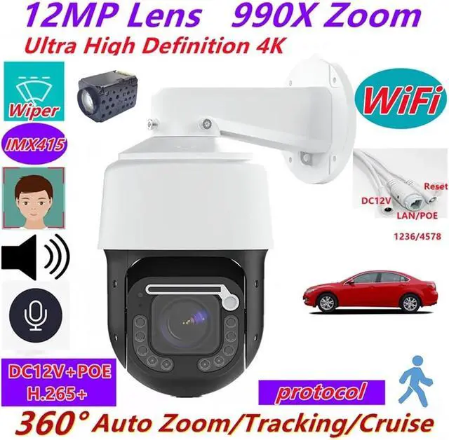 Alt view image 2 of 4 - with Wiper Outdoor WiFi 12MP 4K POE PTZ IP Camera Auto Zoom Tracking 4G Sim Card 8mp CCTV Surveillance Camera(AU Plug,4G 8MP 4K Add 128G)